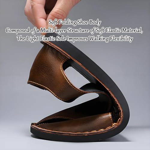 Soulario Leather Sandals for Men, 2025 New Large Size Mens Dress Flat Sandals, Open Side Cutouts Flat Sole4