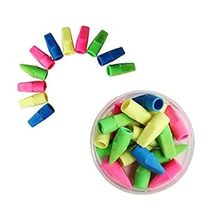 Sraeriot 100 Stks Potlood Gommen, Potlood Top Gommen, Cap Erasers, Gum Tops, Potlood Gum Toppers, School Gummen Voor…