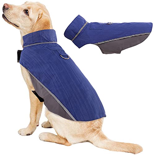 Kuoser Dog Raincoat, Reflective Dog Poncho With Harness Hook, Adjustable Rainwear With Hook&Loop Closure, Waterproof&Windproof Lightweight Outdoor Sports Dog Jacket Vest For Small Medium Large Dogs. #TOP23