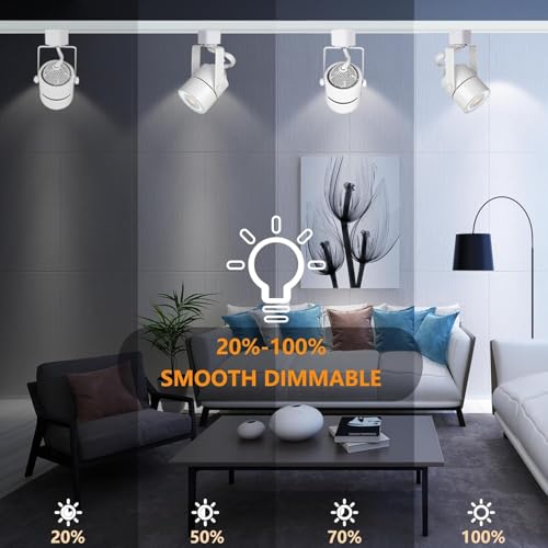 Image of 6PCS White GU10 Track Lights,10W 3CCT Dimmable Replaceable Bulbs | White GU10 LED ceiling spotlight fixtures with replaceable 10W bulbs, switchable 3CCT and dimmable brightness from 20% to 100