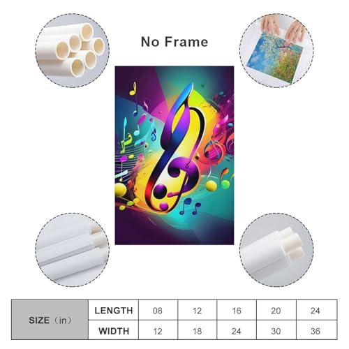 Tableau moderne et impression sur toile notes de musique multicolore - 2