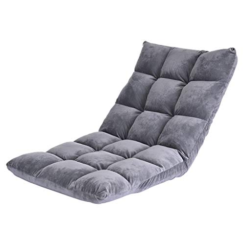 Wenini Chaise Lounger Cushion Adjustable Floor Gaming Sofa Chair Cushioned Folding Lazy Recliner - Weniniyu's US Warehouse Fast Shipping, Delivery Within 7 Days (Gray)
