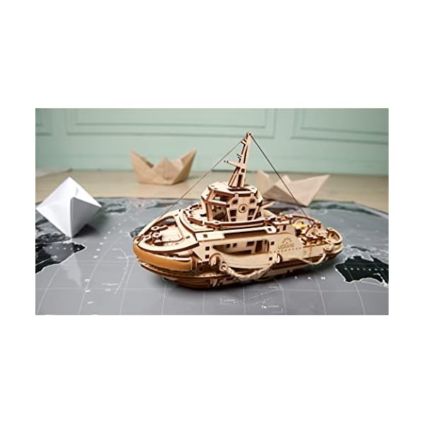 Ugears mechanischer Schleppschiff 3D Puzzle Kit Bewegliches Schlepper Holzpuzzle Bastelset und Denkaufgabe für… – Bild 6