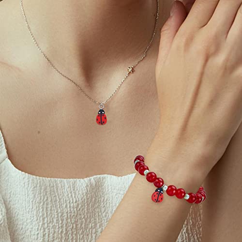 SUPERFINDINGS 100Pcs Ciondoli Coccinella Rossa