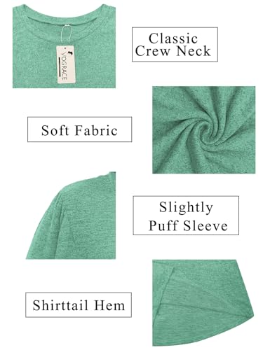 Image of VOGRACE Womens-Plus-Size-Tops Crew Neck Puff Sleeve Shirts Casual Tunic Sweatshirts XL-5XL