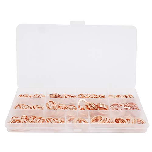 Juego surtido de 300 piezas de arandelas metálicas planas de cobre rojo M5-M16