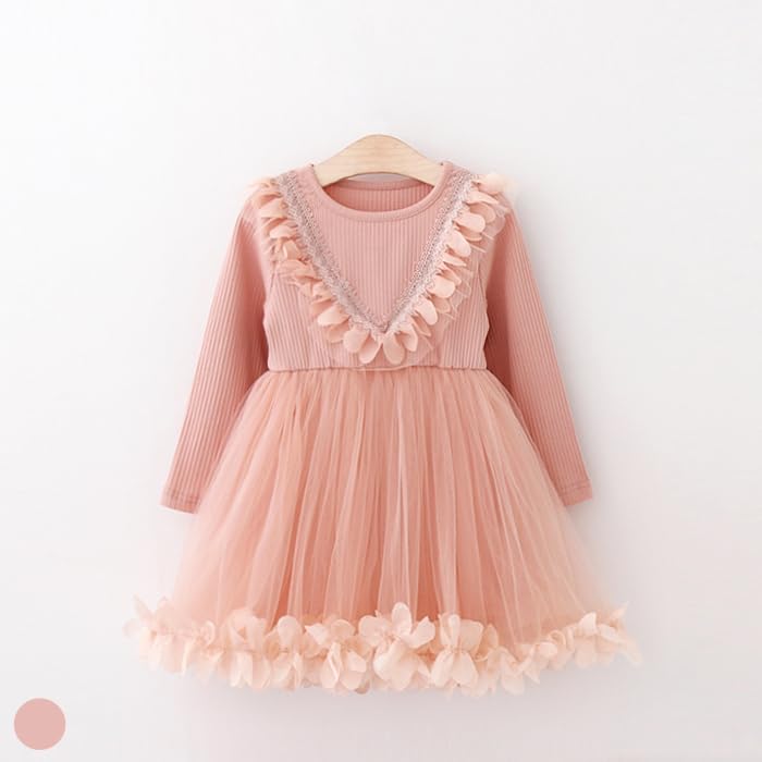 Ozkiz 'Rubble Flower' Pink Casual Party Birthday Tutu Ruffle Dress for Girls Toddler Dresses, US Size 3T~7Y4