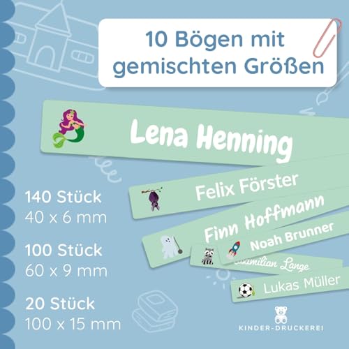 Namensaufkleber für Kleidung – 260 Stück, personalisierte Set-Bögen
