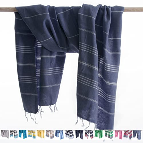 Anatures,Toalla de playa,Toalla de sauna 95x185 cm Marina,Pre-Washed,Oeko-TEX®,Comercio justo,Algodón orgánico peinado, toalla de baño hamam, toalla de ducha, pestemal, pareo, XXL (Playa,azul marino) Cover