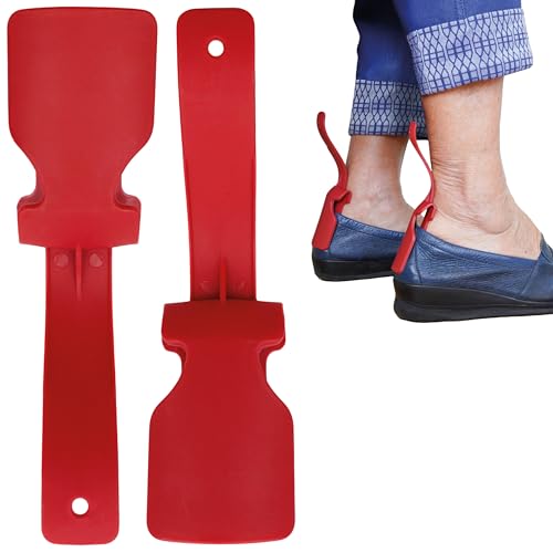 biped 2 paia di mini calzascarpe a clip – pratico aiuto per indossare le scarpe senza sforzo – flessibile, protegge calzature e calzini – per adulti, bambini e anziani z2928(red)