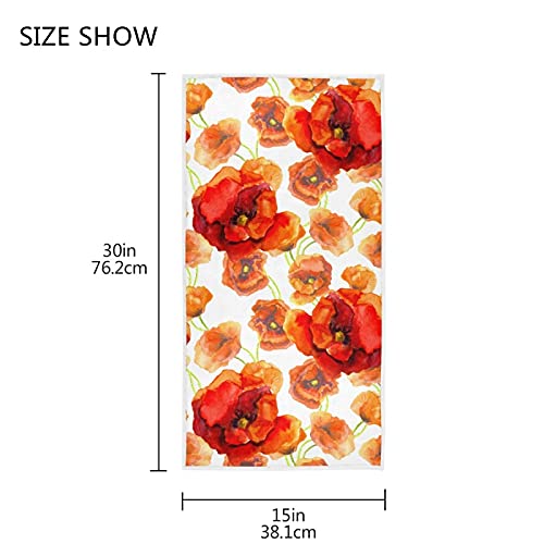 Tamniee Red Poppy Flower Hand Towels Summer Colorful Floral Decor Kitchen Dish Towel Quality Premium Bathroom Washcloth 30 X 15 Inches For Beach Guest Hotel Spa Gym Sport Yoga Home #TOP2