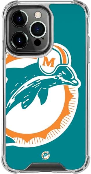 Skinit Clear Phone Case Compatible with iPhone 15 Pro Max - Officially Licensed NFL Miami Dolphins Retro Logo Design