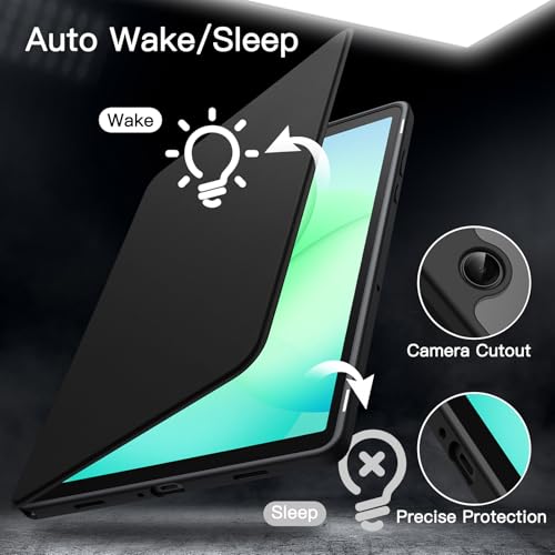 Image of JETech 360 Rotating Case for Samsung Galaxy Tab A11 Plus, Black | Multi-Angle Stand Cover, Clear Back Design, Auto Wake /Sleep, Full Protection