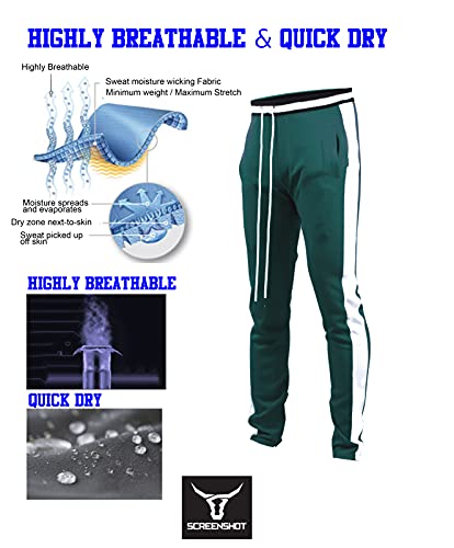 Image of SCREENSHOT Screenshotbrand Mens Hip Hop Slim Fit Track Pants - Athletic Jogger Bottom with Side Taping