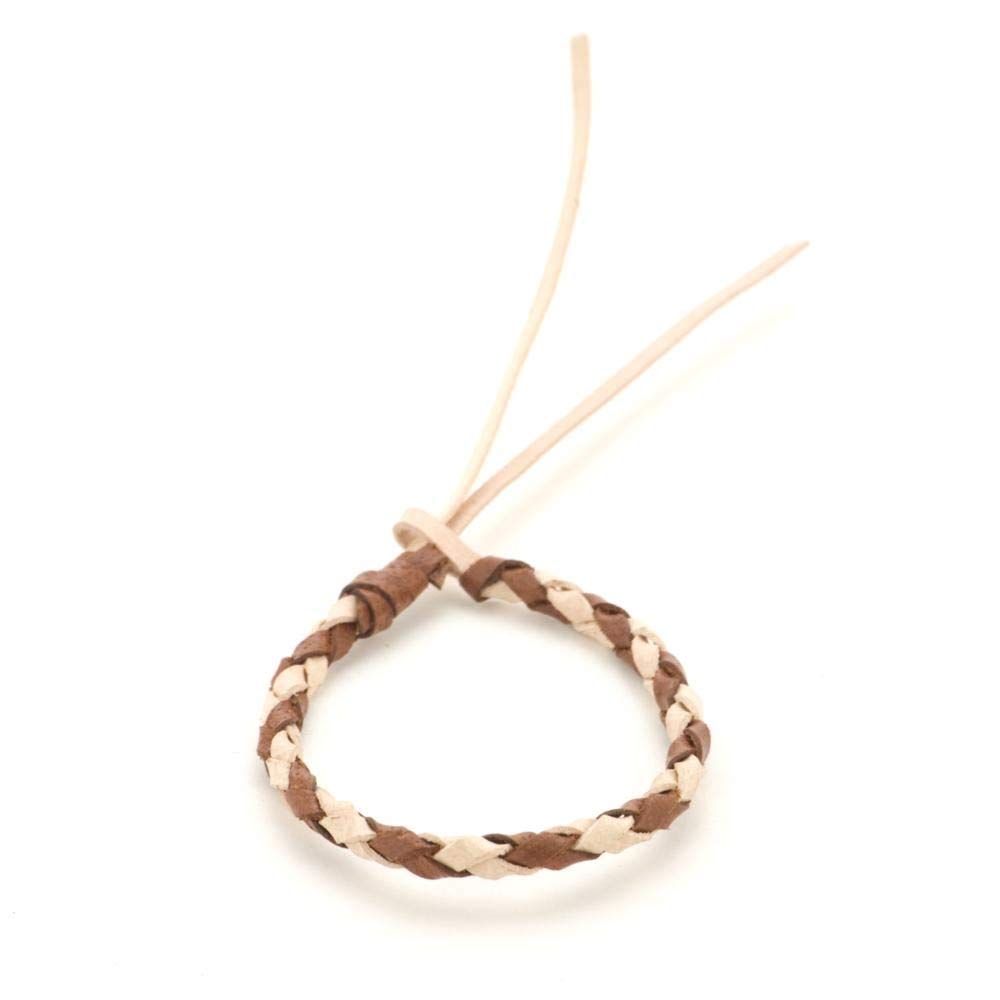 Tribal Leather Men's Braided Wristband Bracelet With Alloy Spring Surf Charm - Brown, Adjustable - View #7