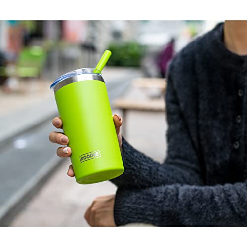 Koodee Tumbler With Straw-12 Oz Skinny Tumbler Stainless Steel Double Wall Vacuum Insulated Cup With Spill Proof Lid, Sweat-Free(Apple Green) #TOP6