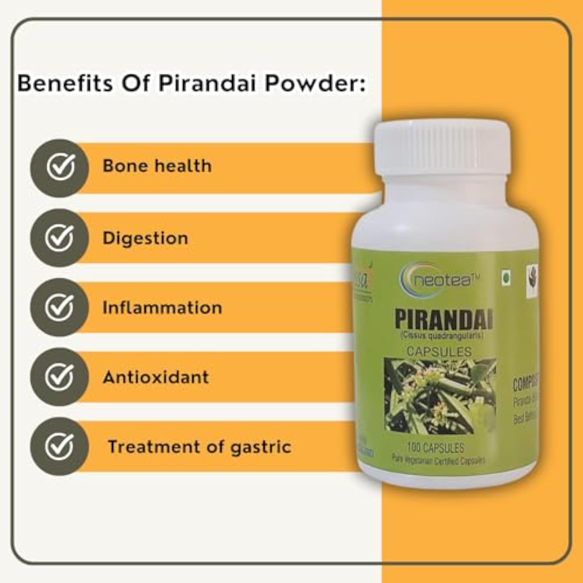 Neotea Nutrition's Pirandai Capsules for Bone & Joint Health