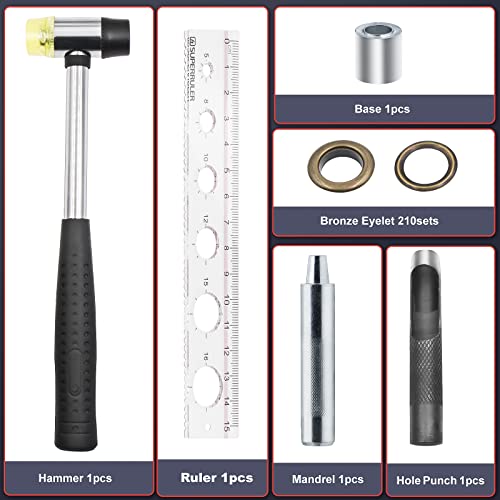 1/2 Inch Grommet Kits, 210 Sets Bronze Sewing Eyelets Sets, Metal Grommet Tool Kits With Installation Tool For Leather, Fabric, Clothes, Belt, Shoes #TOP1