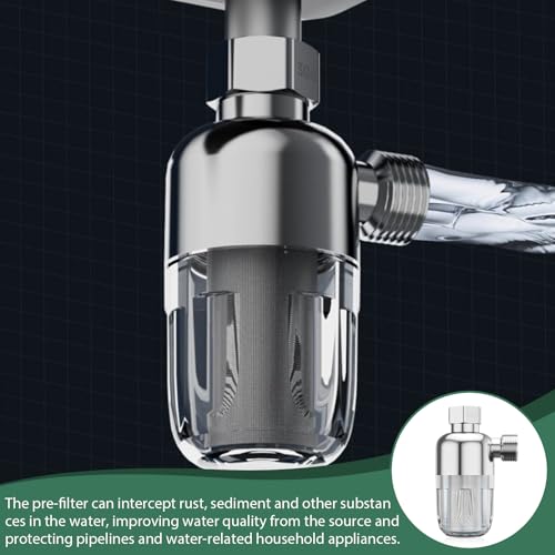 3 Filtri Dell'acqua Per Doccia, Prefiltro Per Sistema Idrico, 1/2 Pollici, Filtro Anticalcare In Acciaio Inox Da 40 μM, Filtra Efficacemente Le Impurità Per Toilette/Lavatrice/Rubinetto - 4