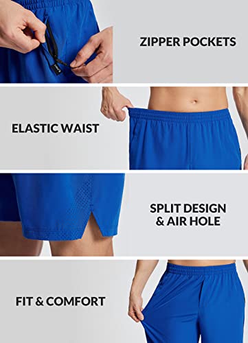 Baleaf Men's Workout Athletic Shorts 7" Gym Running Quick Dry Lightweight Zipper Pockets Hiking Shorts Navy M #TOP2