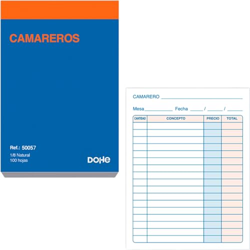 Dohe - Talonarios Camareros (10 uds.) - 100 Hojas Simples Sin Copias, Comanderos Hostelería, Tamaño A6 11x15 cm, Material de Oficina