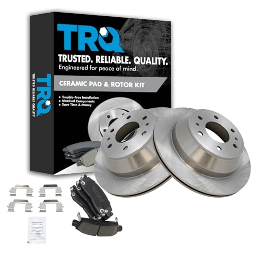 Image of TRQ Rear Premium Posi Disc Brake Pad & Rotor Kit Set