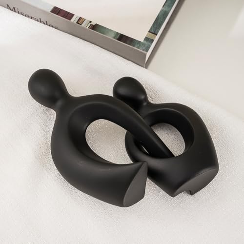 Escultura Abstracta Negra de Pareja Abrazándose miniatura 5