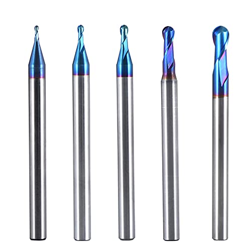5 Pcs Carbide End Mill Set Ball Nose End Mills 2 Flutes Milling Cutter For Steel Cnc Tool Nano Coating Hrc 65 #TOP16