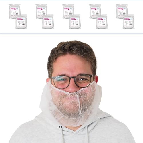 1000x ARNOMED PP-Bartnetz, Einweg Bartbinde Weiß, Barthaube mit elastischem Gummizug, Bart Netz 52 cm, Bartschutz 10 g/m², Bartschutz Maske lebensmitteltauglich, Bartschutz Hygiene, Beard Mask