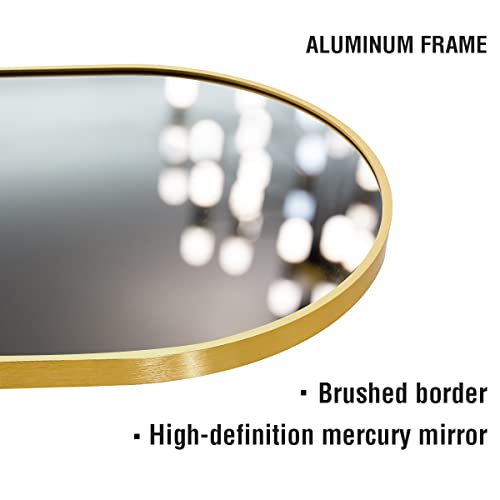 Ogcau Wall Mounted Mirror For Bathroom, Arched Wall Mirror, Bathroom Mirrors For Wall, Decorative Wall Mirror For Bathroom, Wall Mirror With Aluminum Alloy Frame For Entryway, Living Room (Gold) #TOP2