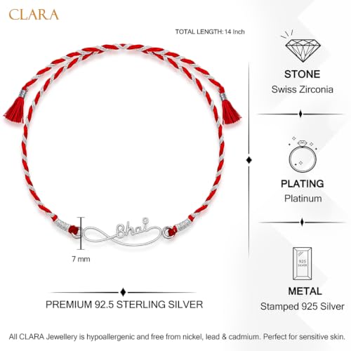 Image of Clara 925 Sterling Silver Rakhi with Roli Chawal for Bhai | Gift for Brother on Rakshabandhan | Men & Boy Bracelet