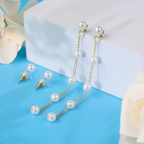 Pearl Earrings for Women, Gold Pearl Drop Earrings Dainty Silver Dangle Earring, Statement Silver Hoop Bride Earring for Wedding Bridal Accessories Women Boho Jewelry Prom Christmas Gifts