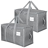 Dntorx 2 Stück 90L Große Aufbewahrungstasche mit Deckel, Faltbare Umzugskartons Groß mit Reißverschluss Griff Kleideraufbewahrung Umzugstaschen für Umzug Camping Bettwäsche Kleidung Aufbewahrung