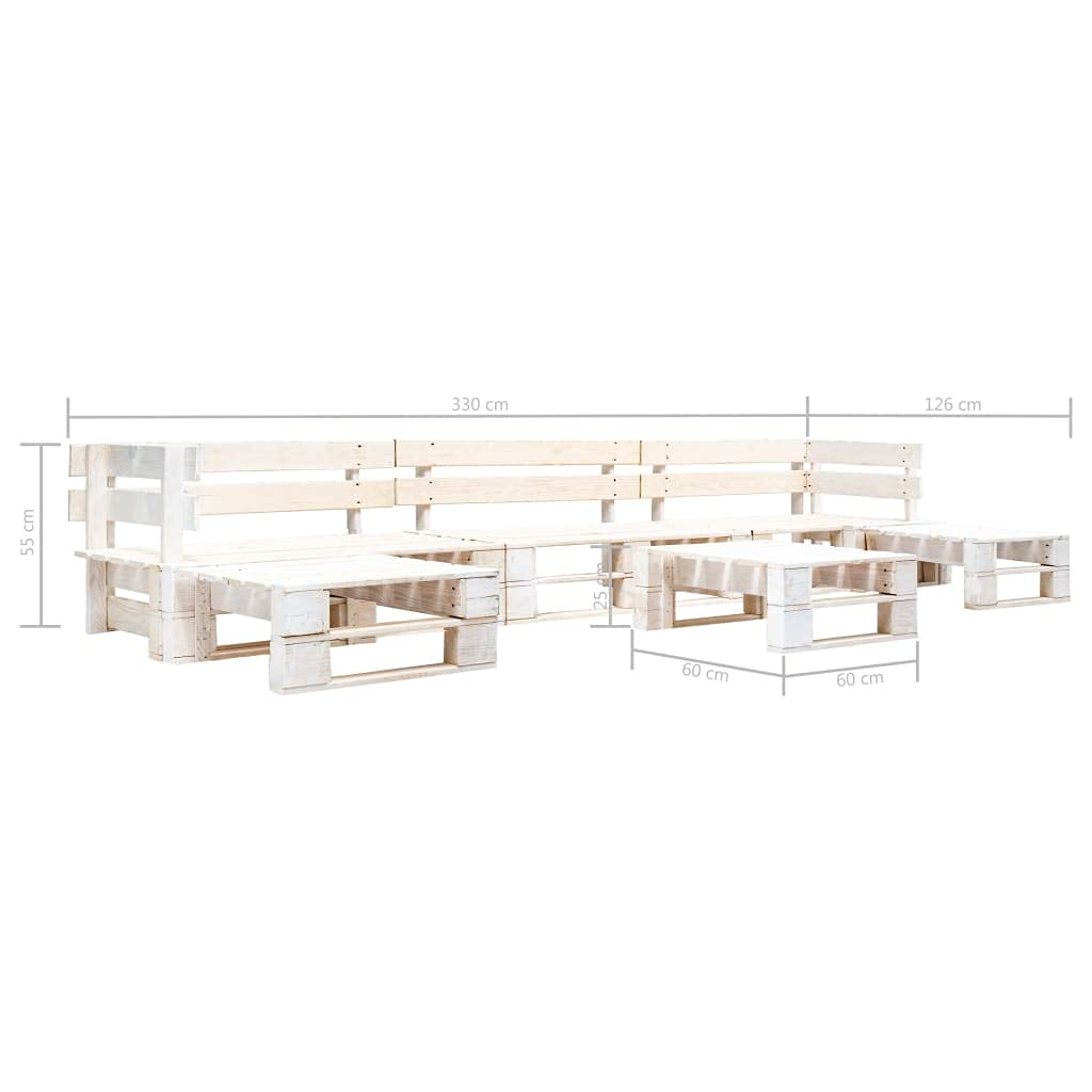 Set Divani da Giardino su Pallet 6 pz in Legno Bianco,Mobile Set Divano Sofà Divanoletto Giardino Soggiorno, Set Divano Moderno Divani per Esterno,Arredamento z