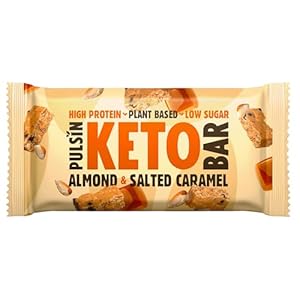 Pulsin – Plant Based Keto Protein Bars – Low Carb – 50g x18-7.3g Protein, 5.6g Fibre, 5.1 Carbs – Palm Oil, Dairy And Gluten Free Snack Bar – Almond Salted Caramel