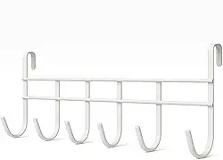 Cabideiro De Metal Para Porta Com 6 Ganchos Cabide Organizador Para Roupas Toalhas E Organização De Quartos E Banheiros (Branco)