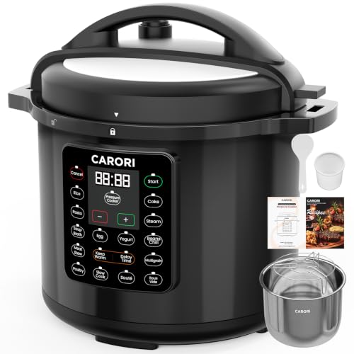 Image of CARORI 8Qt 12-in-1 Electric Pressure Cooker, 1200W, Quick Meals, Time-Saving, Healthy, Easy Cooking Appliance, Slow,Rice,Steamer, Saute, Yogurt Maker, Warmer & Sterilizer,Safer Venting Design, Black