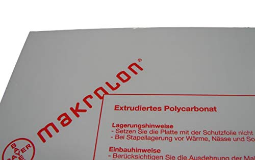 1,5 mm hoja de policarbonato Makrolon mesa de tamaño 1250 x 680 mm translúcido/transparente