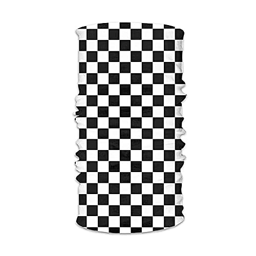 Black and White Grid Check Adult Multifunctional Bandanas - Neck Gaiter Magic Scarf Headwear Face Mask for Workout Yoga Running Outdoor Sports