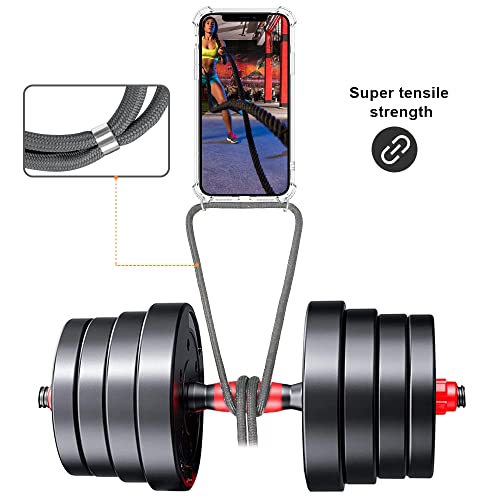 Yespure For Iphone 13 Clear Case With Adjustable Neck Cord Lanyard Strap,Soft Slim Transparent Tpu Anti-Yellowing Shockproof Phone Cover Case For Iphone 13 With Crossbody Shoulder Strap - Gray #TOP1