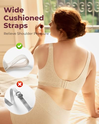 Momcozy Seamless U.S. Cotton Busty Bras for Women,Comfortable Wireless Full Coverage Bra with Molded Cups for Large Bust4
