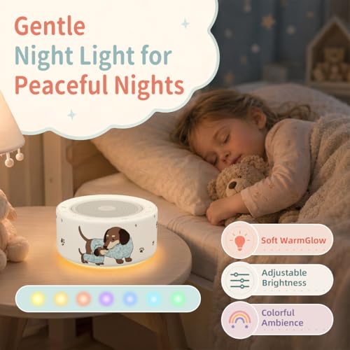 Image of Kipcush White Noise Machine for Baby & Adults, Sleep Sound Machine with 30 Soothing Sounds, 8-Color Night Light, Memory Function, White Noise for Sleeping, Nursery, Office, Travel, Relaxation
