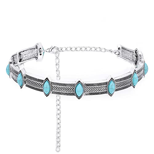 Olbye Turquoise Necklace Silver Short Necklace Choker Personalize Boho Necklace Jewelry For Women And Girls #TOP20