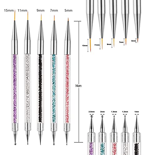 Ezpick 5Pcs Nail Art Brushes | Double Ended Nail Art Dotting Tool Set | Nail Art Pen For Painting Nails | Manicure Drill Drawing Nails Brush Pen For Nail Art (Set 1) #TOP1