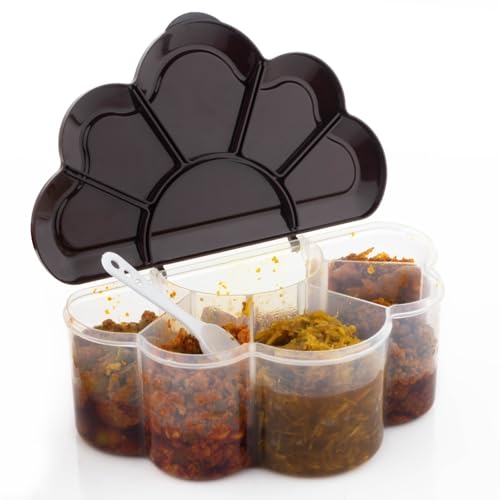 Image of HomeWiz 6 Section Masala Box Cloud Shape 1600ml | BPA-Free Large Airtight Masala Dabba | Food Grade Transparent Spice Container For Kitchen | Masala Container Set | For Spices & Dry Fruits