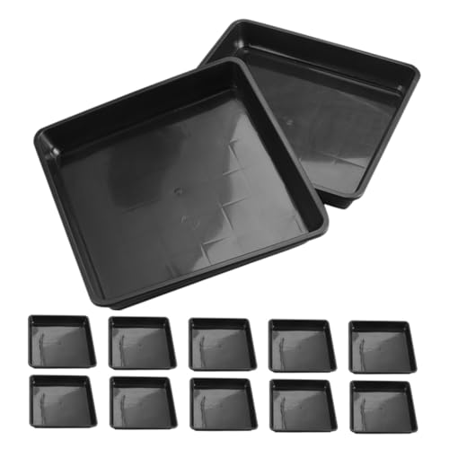 HOUDERCO 15個 花托底? 黒 正方形 内径 高さ 厚手耐久性プラスチック製 植木鉢用水受けトレイ 室内外対応 水漏れ防止 床保護用植物皿