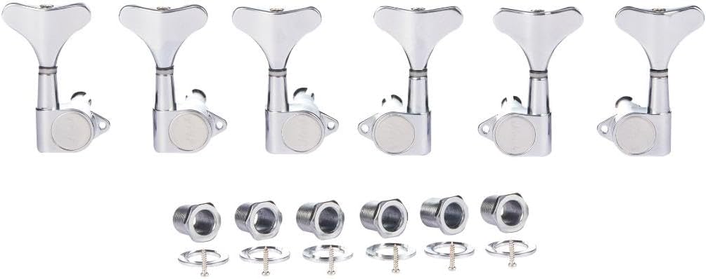 KAISH 6 String 3R3L 18:1 Sealed Bass Tuners Bass Guitar Tuning Keys Tuning Machine Heads for Ibanez/Yamaha Style Acoustic/Electric Bass Black