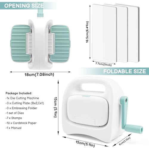 Portable Mini Die Cutting Machine,3 inch Opening,Manual Foldable Die Cut and Embossing Machine Including Accessories for Children,Starters Scrapbooking,Cardmaking,Paper Craft