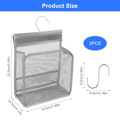 AOROPS Wäscheklammerbeutel, 2 Stück Klammerbeutel für Wäscheklammern, Wäscheklammerbeutel zum Aufhängen Einfacher Aufhängehaken zur Aufbewahrung Wäscheklammern Beutel für Haus Garten Grau Schwarz