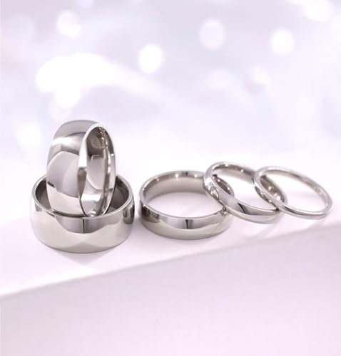 Image of TIGRADE 2mm /4 /6 /8mm Titanium Plain Dome High Polished Wedding Band Ring Comfort Fit